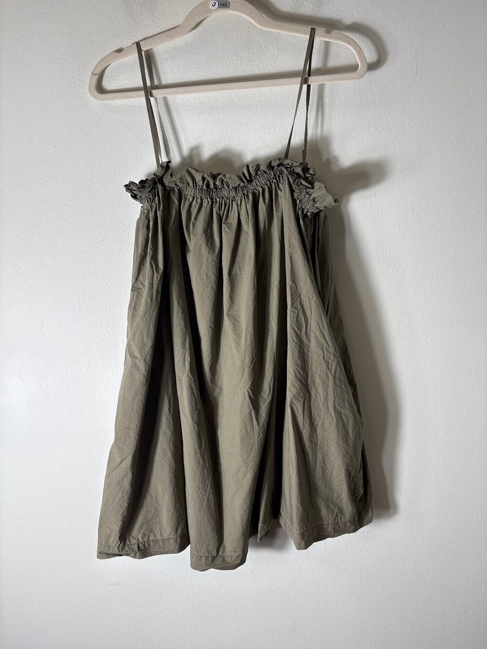 L'Academie Army Green Spaghetti Strap Cotton Top Sz S